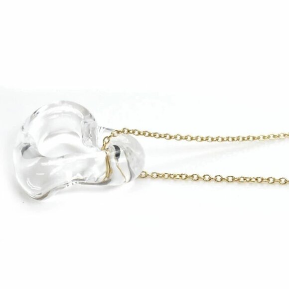 Tiffany & Co. Open Heart Crystal Necklace 17" 18k Yellow Gold Peretti Auth #0-20 - Picture 4 of 6